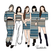 Teal Blue Coffee Stripe Printed Fabric Material